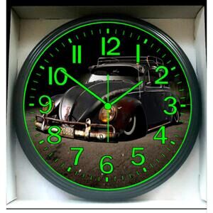 VW Volkswagen Bug Classic Bagged Beatle Glow In The Dark Wall Clock New!